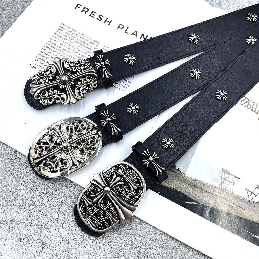 Chh Chrome Heart Belt PU Rivet Vintage Belt