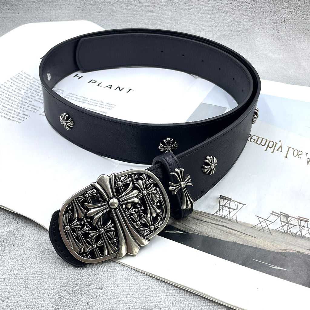 Chh Chrome Heart Belt PU Rivet Vintage Belt