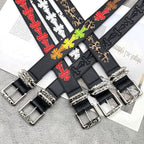 Chh Chrome Heart Belt Colored Cross Flower Lychee Pattern
