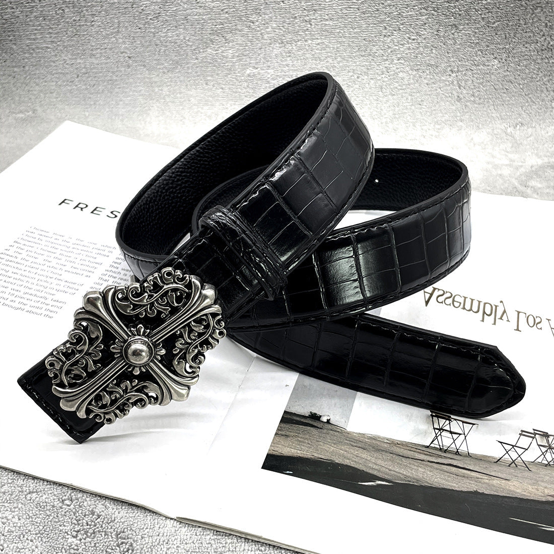 Chh Chrome Heart Belt CH Crocodile Cross